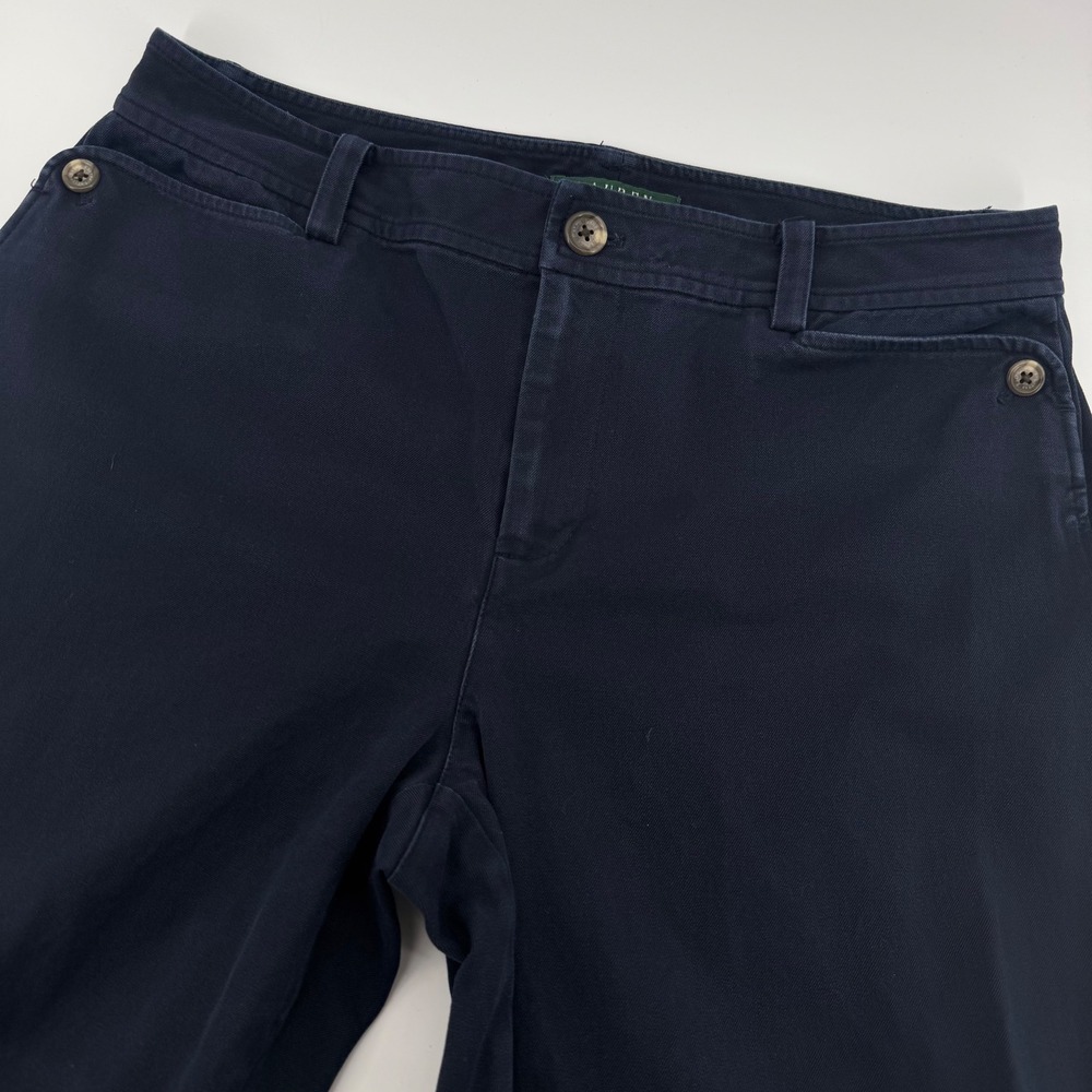 Lauren Ralph Lauren Chinos Women 6 Navy Blue Straight Leg Stretch Cotton Pants